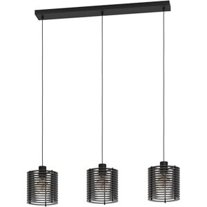 Eglo Segovia Lampada a sospensione in legno a 3 luci, da appendere sopra il tavolo da pranzo, in metallo e legno nero, con attacco E27, L 88 cm Eglo Segovia Lampada a sospensione in legno a 3 luci, da appendere sopra il tavolo da pranzo, in metallo e legno nero, con attacco E27, L 88 cm