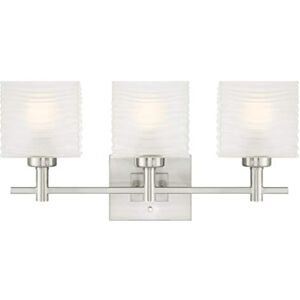Westinghouse Lighting 63040 – Apparecchiatura da parete da interno Alexander a tre luci, finitura in nichel spazzolato con vetro lucido bianco increspato Westinghouse Lighting 63040 – Apparecchiatura da parete da interno Alexander a tre luci, finitura in nichel spazzolato con vetro lucido bianco increspato