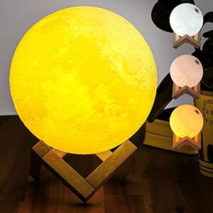 BAKAJI Lampada da Tavolo Forma di Luna Luce LED Fino A 3 Colori Selezionabili e Regolazione Luminosità Dimmerabile Accensione Touch Moon Lamp Batteria Litio Ricarica USB con Supporto in Legno (15 cm) BAKAJI Lampada da Tavolo Forma di Luna Luce LED Fino A 3 Colori Selezionabili e Regolazione Luminosità Dimmerabile Accensione Touch Moon Lamp Batteria Litio Ricarica USB con Supporto in Legno (15 cm)