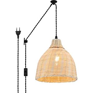 B·LED BARCELONA LED BarcelonaLED Plafoniera sospesa in vimini di bambù con cavo presa a parete vintage puleggia in legno rattan, diametro 26 cm, attacco E27 per soggiorno, sala da pranzo, cucina B·LED BARCELONA LED BarcelonaLED Plafoniera sospesa in vimini di bambù con cavo presa a parete vintage puleggia in legno rattan, diametro 26 cm, attacco E27 per soggiorno, sala da pranzo, cucina
