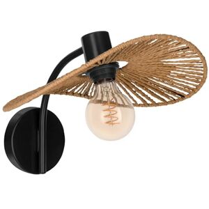 Eglo Lampada da parete per interni Siruela, stile boho, illuminazione a muro naturale, certificazione FSC, per soggiorno, in carta naturale e metallo nero, attacco E27 Eglo Lampada da parete per interni Siruela, stile boho, illuminazione a muro naturale, certificazione FSC, per soggiorno, in carta naturale e metallo nero, attacco E27