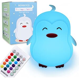 BONNYCO Luce Notturna Bambini Telecomando e Sensore Tattile 16 Colori. Lampada Notturna per Bambini con Timer, Lucina Notte Bimbi Silicone BPA Free. Pinguino Lampada Cameretta Bambino Ricaricabile BONNYCO Luce Notturna Bambini Telecomando e Sensore Tattile 16 Colori. Lampada Notturna per Bambini con Timer, Lucina Notte Bimbi Silicone BPA Free. Pinguino Lampada Cameretta Bambino Ricaricabile