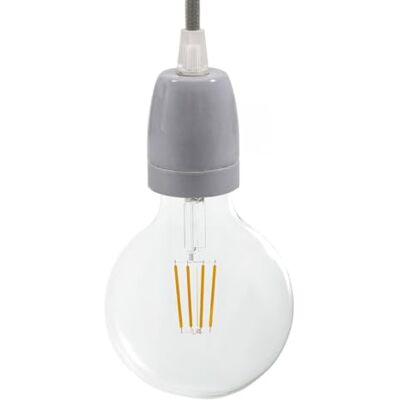 Creative Portalampada in porcellana attacco E27 (altezza 60 mm, diametro 45 mm, grigio) – Serracavo in termoplastica – Dispositivo di sicurezza antisvitamento Creative Portalampada in porcellana attacco E27 (altezza 60 mm, diametro 45 mm, grigio) – Serracavo in termoplastica – Dispositivo di sicurezza antisvitamento