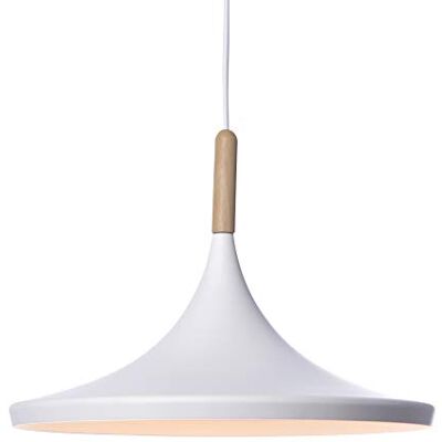 LUSSIOL Birgit, lampada a sospensione metallo/legno, 40 W, bianco/naturale, ø 36 x H 26 cm LUSSIOL Birgit, lampada a sospensione metallo/legno, 40 W, bianco/naturale, ø 36 x H 26 cm