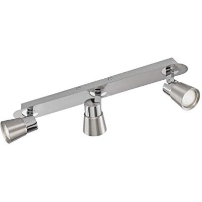 Fischer & Honsel SLV Plafoniera 3 x GU10 max. 10 W, in nichel opaco/cromato, 54 x 6,5 cm, lunghezza 9,5 cm Fischer & Honsel SLV Plafoniera 3 x GU10 max. 10 W, in nichel opaco/cromato, 54 x 6,5 cm, lunghezza 9,5 cm
