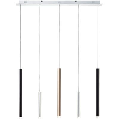 Brilliant Lampadario a sospensione a 5 luci, regolabile in altezza, in stile caffè, dimmerabile in 3 livelli tramite interruttore a parete in metallo e plastica, in alluminio/nero/caffè, 120 x 89 cm Brilliant Lampadario a sospensione a 5 luci, regolabile in altezza, in stile caffè, dimmerabile in 3 livelli tramite interruttore a parete in metallo e plastica, in alluminio/nero/caffè, 120 x 89 cm