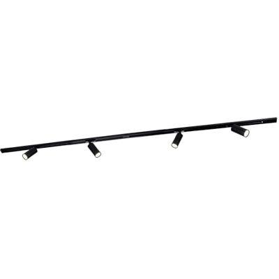 Ledvion Sistema di Binario 2m Monofase Nero 4 faretti senza lampadina GU10 Ledvion Sistema di Binario 2m Monofase Nero 4 faretti senza lampadina GU10