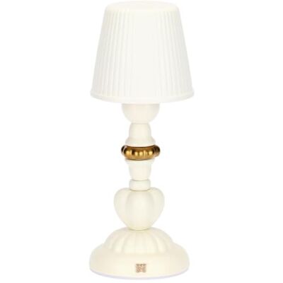 THUN Lampada in porcellana bianca e oro 12x12x32H cm Porcellana. Metallo: Ferro nichelato (stelo, base, parti strutturali della lampada). THUN Lampada in porcellana bianca e oro 12x12x32H cm Porcellana. Metallo: Ferro nichelato (stelo, base, parti strutturali della lampada).