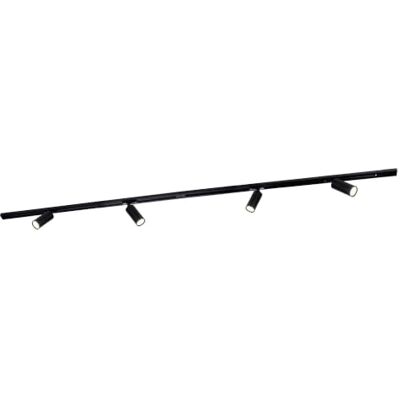 Ledvion Sistema di Binario 2m Monofase Nero 4 faretti senza lampadina GU10 Per soggiorno cucina e sala da pranzo con luce orientabile Ledvion Sistema di Binario 2m Monofase Nero 4 faretti senza lampadina GU10 Per soggiorno cucina e sala da pranzo con luce orientabile