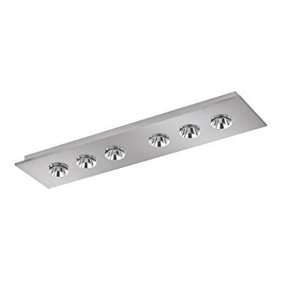 Fischer & Honsel Plafoniera con 6 LED da 4 W, nichel opaco, con paralumi cromati Fischer & Honsel Plafoniera con 6 LED da 4 W, nichel opaco, con paralumi cromati