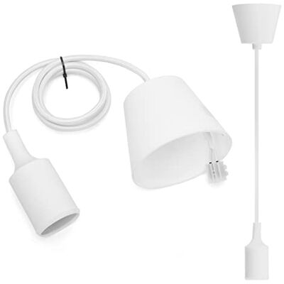 Aigostar Lampada a Sospensione in Silicone,Lampada Sospensione con 100cm Cavo,Portalampada E27 Compatibile con Paralume,Bianca Aigostar Lampada a Sospensione in Silicone,Lampada Sospensione con 100cm Cavo,Portalampada E27 Compatibile con Paralume,Bianca