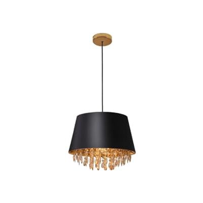 GTV NESTO Lampadario a sospensione Ø 30 cm – paralume nero, superficie interna dorata e cristalli, attacco E27, IP20, cavo regolabile in altezza, ideale per camera da letto e soggiorno, illuminazione GTV NESTO Lampadario a sospensione Ø 30 cm – paralume nero, superficie interna dorata e cristalli, attacco E27, IP20, cavo regolabile in altezza, ideale per camera da letto e soggiorno, illuminazione