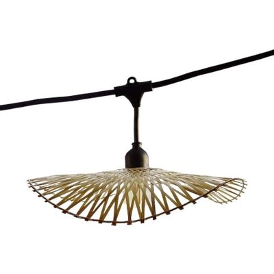 Lumisky Ghirlanda di luci collegabili per esterni con paralume in bambù naturale, stile bohémien, 7 lampadine a filamento a portalampada E27 LED bianco caldo Lumisky Ghirlanda di luci collegabili per esterni con paralume in bambù naturale, stile bohémien, 7 lampadine a filamento a portalampada E27 LED bianco caldo