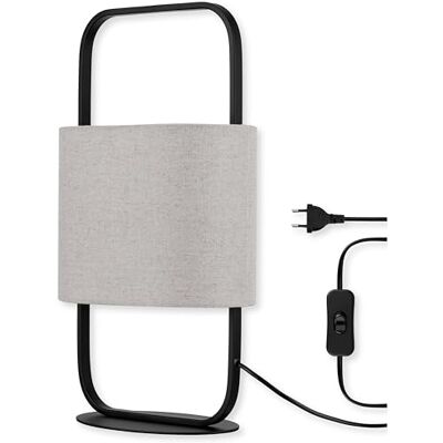 REV – Lampada da tavolo dal design moderno con manico – Lampada da tavolo con paralume in lino color tortora – Attacco E27 – Ideale per comodino, scrivania e ufficio – 48 cm REV – Lampada da tavolo dal design moderno con manico – Lampada da tavolo con paralume in lino color tortora – Attacco E27 – Ideale per comodino, scrivania e ufficio – 48 cm