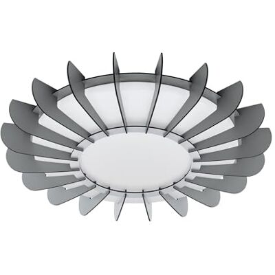 Eglo Plafoniera a LED Arapiles, 1 luce, lampada da parete moderna, lampada da soffitto in acciaio, plastica bianca e legno, colore grigio, lampada da soggiorno Eglo Plafoniera a LED Arapiles, 1 luce, lampada da parete moderna, lampada da soffitto in acciaio, plastica bianca e legno, colore grigio, lampada da soggiorno