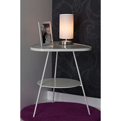 Brilliant Lampada da tavolo decorativa con un elegante paralume in tessuto e interruttore intermedio per il soggiorno e la sala da pranzo in metallo e tessuto, in ferro e bianco, altezza 26 cm Brilliant Lampada da tavolo decorativa con un elegante paralume in tessuto e interruttore intermedio per il soggiorno e la sala da pranzo in metallo e tessuto, in ferro e bianco, altezza 26 cm