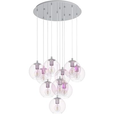 Eglo Cluster Lampadario a sospensione Ariscani 2, a 10 luci, iridescente, a sospensione, scala colorata e brillante, in metallo cromato e vetro, E27, Ø 64,5 cm Eglo Cluster Lampadario a sospensione Ariscani 2, a 10 luci, iridescente, a sospensione, scala colorata e brillante, in metallo cromato e vetro, E27, Ø 64,5 cm