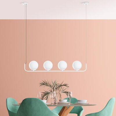 Opviq Elegante lampadario bianco, altezza regolabile, 20-110 cm, corpo in metallo, 4 prese E14, diametro cappello, 15 cm, perfetto per spazi moderni, IP28 Rated Opviq Elegante lampadario bianco, altezza regolabile, 20-110 cm, corpo in metallo, 4 prese E14, diametro cappello, 15 cm, perfetto per spazi moderni, IP28 Rated