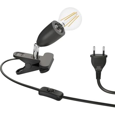 ledscom.de Lampada a morsetto E27 LIK, nera incl. lampada LED E27 1020lm bianca, regolazione a 3 livelli senza dimmer con interruttore luminoso ledscom.de Lampada a morsetto E27 LIK, nera incl. lampada LED E27 1020lm bianca, regolazione a 3 livelli senza dimmer con interruttore luminoso