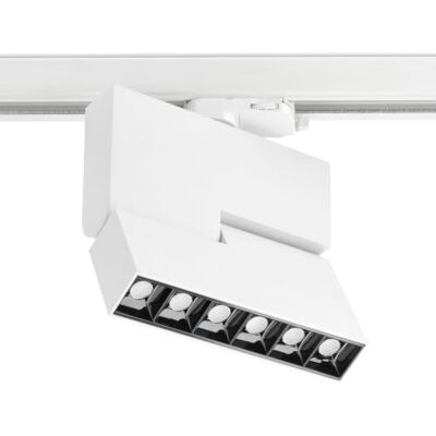 GTV Faretto LED a Binario Lineare SIERRA, 18W 1620lm, Luce Naturale 4000K, Orientabile, Angolo 48, per Sistema Trifase, Finitura Bianco Opaco GTV Faretto LED a Binario Lineare SIERRA, 18W 1620lm, Luce Naturale 4000K, Orientabile, Angolo 48, per Sistema Trifase, Finitura Bianco Opaco