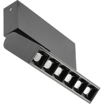 GTV Plafoniera LED Orientabile SIERRA, 6 Punti Luce, Corpo in Alluminio, Luce Neutra 4000K, 16W 1620lm, per Interni IP20, Finitura Nera Opaca GTV Plafoniera LED Orientabile SIERRA, 6 Punti Luce, Corpo in Alluminio, Luce Neutra 4000K, 16W 1620lm, per Interni IP20, Finitura Nera Opaca