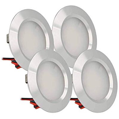 LEDLUX 4 Pezzi Mini Faretto Led Da Incasso Rotondo Slim 3W DC 12V 24V Foro 50mm Per Luci Cucina Bagno Camper (Argento, 3000K) LEDLUX 4 Pezzi Mini Faretto Led Da Incasso Rotondo Slim 3W DC 12V 24V Foro 50mm Per Luci Cucina Bagno Camper (Argento, 3000K)