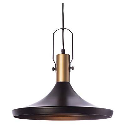 LUSSIOL Denver, lampada a sospensione in metallo, 40 W, nero/oro, ø 36 x H 21 cm LUSSIOL Denver, lampada a sospensione in metallo, 40 W, nero/oro, ø 36 x H 21 cm