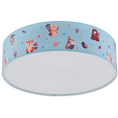 Eglo lampada da soffitto Ruffo, lampada bambini 2 luci, lampada da soffitto per bambini in tessuto e metallo colorata e bianca, attacco E27 Eglo lampada da soffitto Ruffo, lampada bambini 2 luci, lampada da soffitto per bambini in tessuto e metallo colorata e bianca, attacco E27