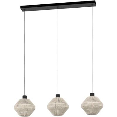 Eglo Lampadario a sospensione Midsumer, a 3 luci, lampada per tavolo da pranzo, stile giapponese, in metallo nero e tessuto color crema, attacco E27, Ø 38 cm Eglo Lampadario a sospensione Midsumer, a 3 luci, lampada per tavolo da pranzo, stile giapponese, in metallo nero e tessuto color crema, attacco E27, Ø 38 cm