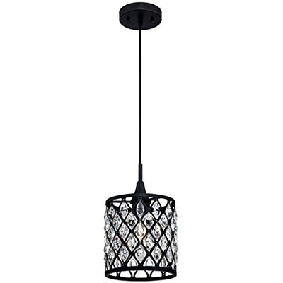 Westinghouse Lighting 63627 Apparecchio di illuminazione a sospensione a luce singola da interno, finitura in nero opaco con cristalli Westinghouse Lighting 63627 Apparecchio di illuminazione a sospensione a luce singola da interno, finitura in nero opaco con cristalli