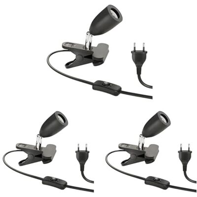 ledscom.de 3x lampada a pinza LIK, interruttore, nero opaco, 1x E27 max. 60W ledscom.de 3x lampada a pinza LIK, interruttore, nero opaco, 1x E27 max. 60W