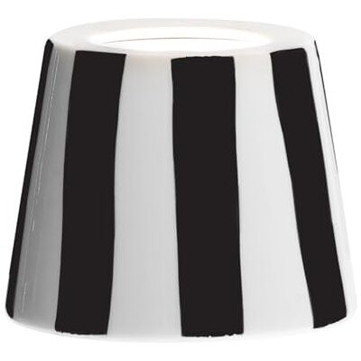 Zafferano , Poldina Cover, Cover in Ceramica Decorata a Mano per Lampada da Tavolo, Paralume Compatibile con le Lampade Poldina, Made in Italy, Ø13 x 10 cm, Color Bianco Righe Nere Zafferano , Poldina Cover, Cover in Ceramica Decorata a Mano per Lampada da Tavolo, Paralume Compatibile con le Lampade Poldina, Made in Italy, Ø13 x 10 cm, Color Bianco Righe Nere