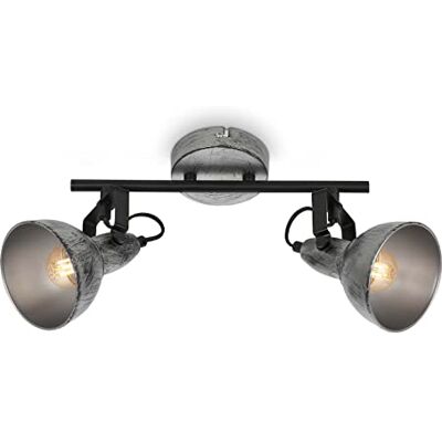 Briloner Faretto da soffitto vintage, lampada da soffitto girevole retrò, plafoniera, 2x attacco E14, Argento-Creato, 305x100x180 mm Briloner Faretto da soffitto vintage, lampada da soffitto girevole retrò, plafoniera, 2x attacco E14, Argento-Creato, 305x100x180 mm
