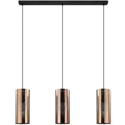 Eglo Lampada a sospensione Tabiago 3 luci, stile vintage, industriale, moderno, lampada a sospensione in acciaio nero, oro rosa, lampada da tavolo da pranzo, lampada da soggiorno con attacco E27 Eglo Lampada a sospensione Tabiago 3 luci, stile vintage, industriale, moderno, lampada a sospensione in acciaio nero, oro rosa, lampada da tavolo da pranzo, lampada da soggiorno con attacco E27
