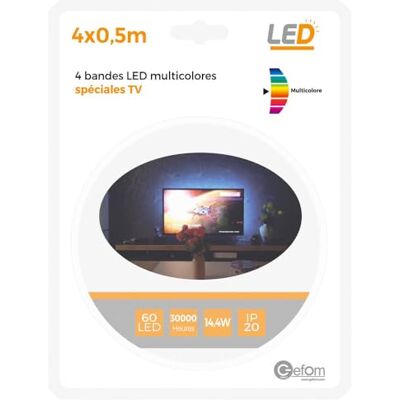 Gefom - 4 Bande Led TV 2x50 Cm - Regolabile - Striscia LED Gefom - 4 Bande Led TV 2x50 Cm - Regolabile - Striscia LED