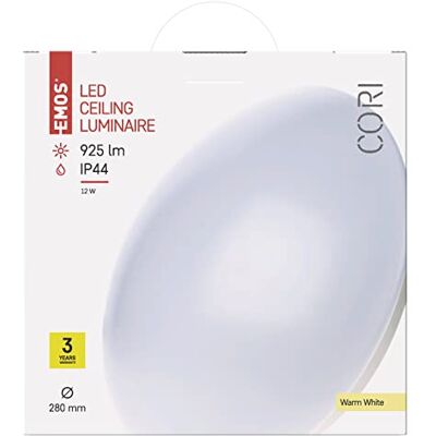 EMOS , LED Lampada nachgesetzte Cori IP44 12 W WW, Acciaio, Bianco, 32, 5 X 10 X 32, 5 cm EMOS , LED Lampada nachgesetzte Cori IP44 12 W WW, Acciaio, Bianco, 32, 5 X 10 X 32, 5 cm