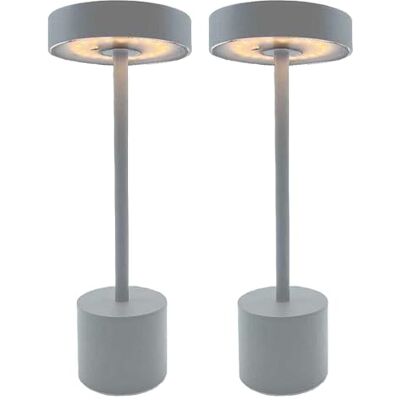 Lumisky Set di 2 lampade da tavolo wireless touch in alluminio grigio chiaro LED ROBY GREY H30cm Lumisky Set di 2 lampade da tavolo wireless touch in alluminio grigio chiaro LED ROBY GREY H30cm