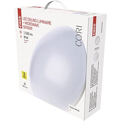 EMOS , LED Lampada nachgesetzte Cori con MW sensore IP44 18 W NW, Acciaio, Bianco, 40 X 11, 5 x 40 cm EMOS , LED Lampada nachgesetzte Cori con MW sensore IP44 18 W NW, Acciaio, Bianco, 40 X 11, 5 x 40 cm
