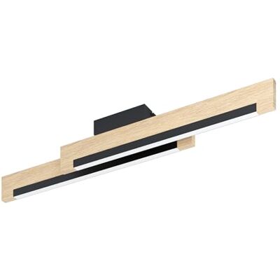 Eglo LED Lampada da soffitto Camacho a 2 luci dimmerabile, lampada soggiorno, lampada cucina in acciaio, legno e plastica, lampada da corridoio soffitto nero, naturale, bianco Eglo LED Lampada da soffitto Camacho a 2 luci dimmerabile, lampada soggiorno, lampada cucina in acciaio, legno e plastica, lampada da corridoio soffitto nero, naturale, bianco