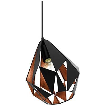Eglo lampada da tavolo Carlton 1, lampada vintage a 1 fiamma, lampada da comodino in acciaio, colore: nero e rame, attacco: E27 Eglo lampada da tavolo Carlton 1, lampada vintage a 1 fiamma, lampada da comodino in acciaio, colore: nero e rame, attacco: E27