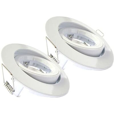 LEDLUX 2 Pezzi Porta Faretto da Incasso, Portafaretto Orientabile,Modello Con Ghiera Svitabile, Foro Da 80mm a 90mm, Per Lampade Led GU10 e MR16 (Rotondo, Bianco) LEDLUX 2 Pezzi Porta Faretto da Incasso, Portafaretto Orientabile,Modello Con Ghiera Svitabile, Foro Da 80mm a 90mm, Per Lampade Led GU10 e MR16 (Rotondo, Bianco)