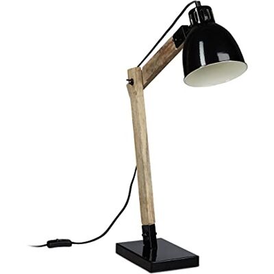 Relaxdays Lampada da scrivania lettura design scandinavo vintage legno HxLxP: 65 x 40 x 15 cm paralume metallo verde Relaxdays Lampada da scrivania lettura design scandinavo vintage legno HxLxP: 65 x 40 x 15 cm paralume metallo verde