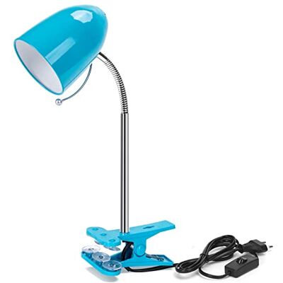 Aigostar Lampada da Lettura Vintage E27, Lampada con Pinza in Metallo Flessibile e Regolabile, Lampada da Scrivania con Clip con Spina, Cavo da 1,5 m con Interruttore, Blu Aigostar Lampada da Lettura Vintage E27, Lampada con Pinza in Metallo Flessibile e Regolabile, Lampada da Scrivania con Clip con Spina, Cavo da 1,5 m con Interruttore, Blu