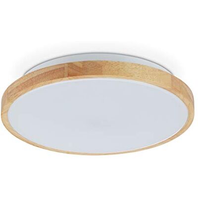 Relaxdays Plafoniera LED in Legno, Lampada Soffitto Rotonda, Salotto e Camera da Letto,18 LED 18W,Ø 30,Naturale Bianco Relaxdays Plafoniera LED in Legno, Lampada Soffitto Rotonda, Salotto e Camera da Letto,18 LED 18W,Ø 30,Naturale Bianco