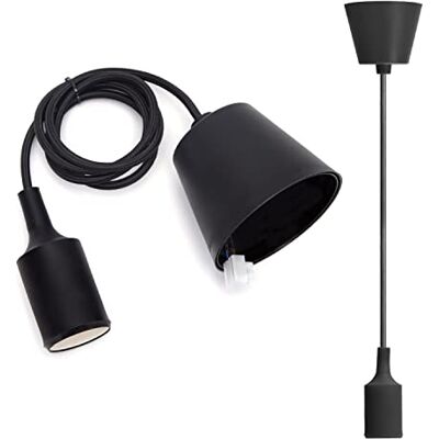 Aigostar Lampada a Sospensione in Silicone,Lampada Sospensione con 00cm Cavo,Portalampada E27 Compatibile con Paralume,Nero Aigostar Lampada a Sospensione in Silicone,Lampada Sospensione con 00cm Cavo,Portalampada E27 Compatibile con Paralume,Nero