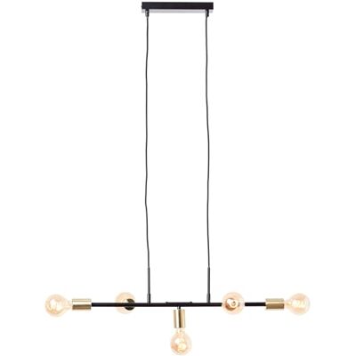 Brilliant Lampada a sospensione a 5 luci in stile neo, stile retrò, regolabile in altezza, con cavo accorciabile, altezza 1,75 m, per sala da pranzo, metallo nero opaco/ottone spazzolato Brilliant Lampada a sospensione a 5 luci in stile neo, stile retrò, regolabile in altezza, con cavo accorciabile, altezza 1,75 m, per sala da pranzo, metallo nero opaco/ottone spazzolato