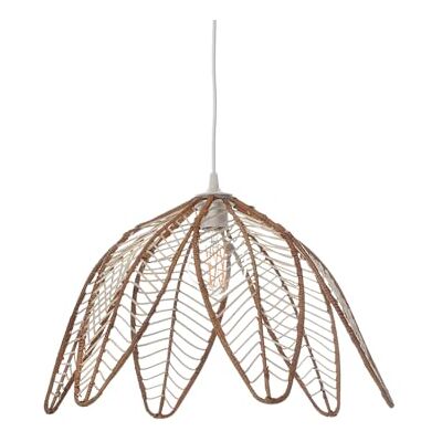 LUSSIOL Lampada FLOWER, sospensione in rattan naturale, forma fiore, marrone e naturale, diametro 49 cm LUSSIOL Lampada FLOWER, sospensione in rattan naturale, forma fiore, marrone e naturale, diametro 49 cm