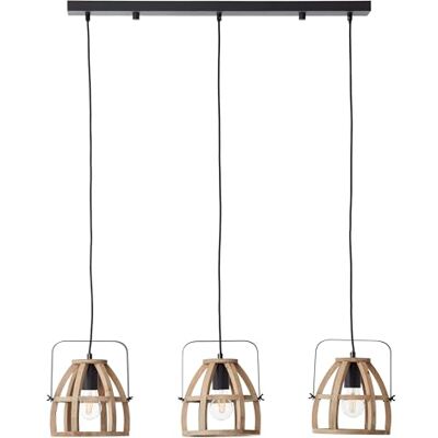 Brilliant Lampada a sospensione a 3 luci, fila regolabili in altezza, certificato FSC, altezza 1,18 m, larghezza 86 cm, con cavo accorciabile, metallo/legno in legno scuro/nero Brilliant Lampada a sospensione a 3 luci, fila regolabili in altezza, certificato FSC, altezza 1,18 m, larghezza 86 cm, con cavo accorciabile, metallo/legno in legno scuro/nero