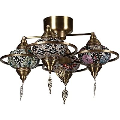 Opviq Elegante lampadario orientale, corpo in metallo con tappo in vetro, lunghezza 44 cm e diametro 50 cm, attacco E27, max. 40 W, design tradizionale Tiffany per la decorazione della casa Opviq Elegante lampadario orientale, corpo in metallo con tappo in vetro, lunghezza 44 cm e diametro 50 cm, attacco E27, max. 40 W, design tradizionale Tiffany per la decorazione della casa
