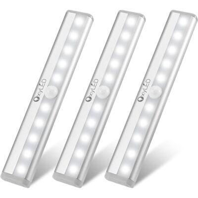 OxyLED Luci da cucina sotto armadietto, confezione da 3 luci a batteria per interni con sensore di movimento 6000 K, luci per interni con striscia magnetica, gamma sensore a 120° OxyLED Luci da cucina sotto armadietto, confezione da 3 luci a batteria per interni con sensore di movimento 6000 K, luci per interni con striscia magnetica, gamma sensore a 120°